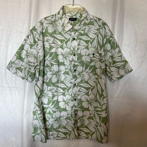 croft & barrow Green and White Floral Button-Down Shirt